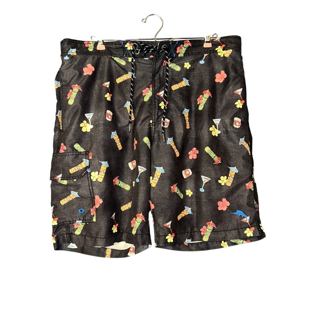 Tommy Bahama Relax Boardshorts Cocktails Beach Hawaiian Men Size XL Swim Tie Up